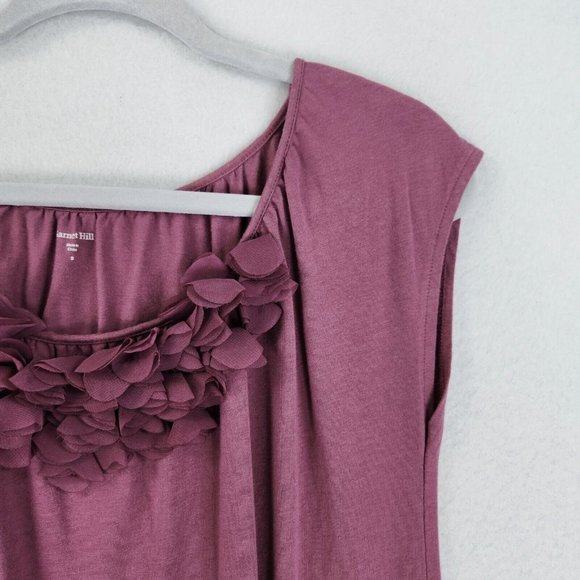 Garnet Hill Shirt Womens Small Mauve Purple Pink Cap Sleeve Scoop Neck Casual - Picture 2 of 9